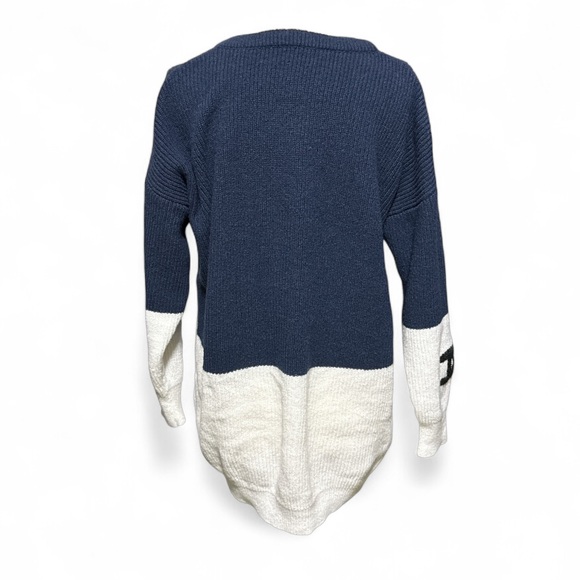 Chanel Navy Blue Oversized Knit Logo Sweater CC Double C Patch Fits M - XL - Picture 2 of 7
